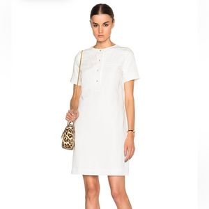 A.P.C. Cassandre Dress White Linen Blend mock neck button front medium